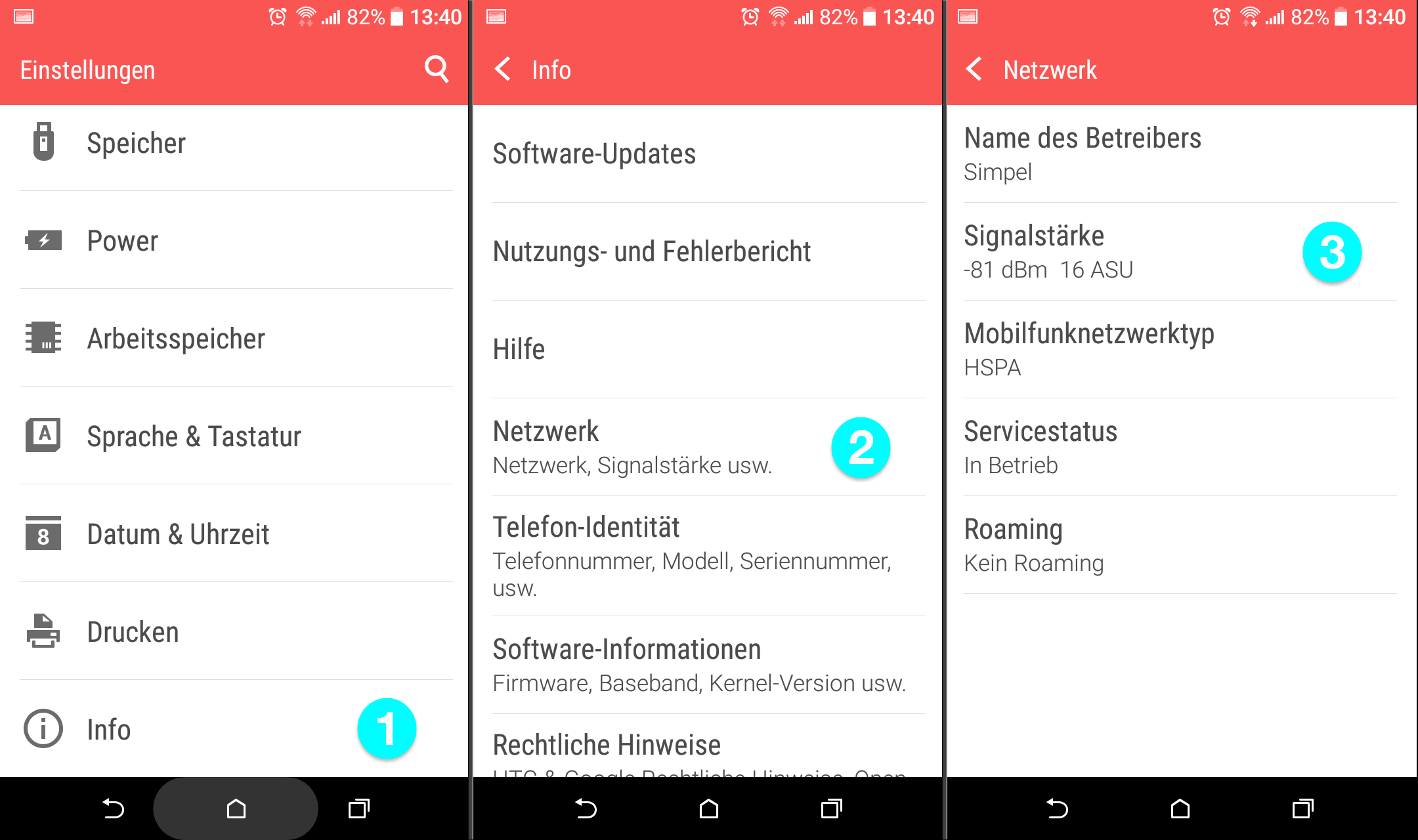 Handy Signal messen Android