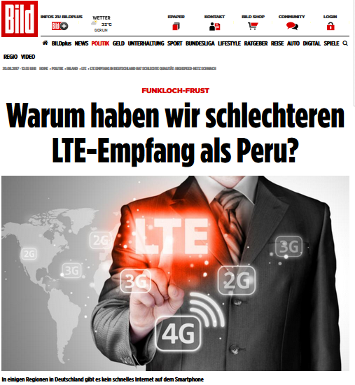 Funkloch Deutschland, LTE Empfang