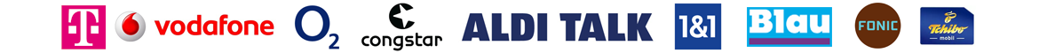 Telekom, Vodafone, O2, congstar, ALDI TALK, 1&1, Blau, FONIC, Tchibo mobil